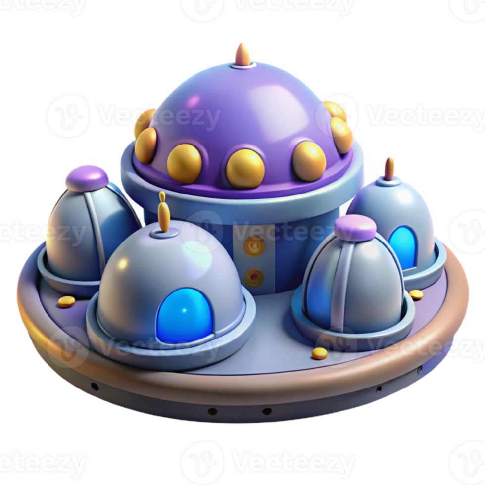 vibrant minimalist Cartoon Spaceship 3D Render authentic png