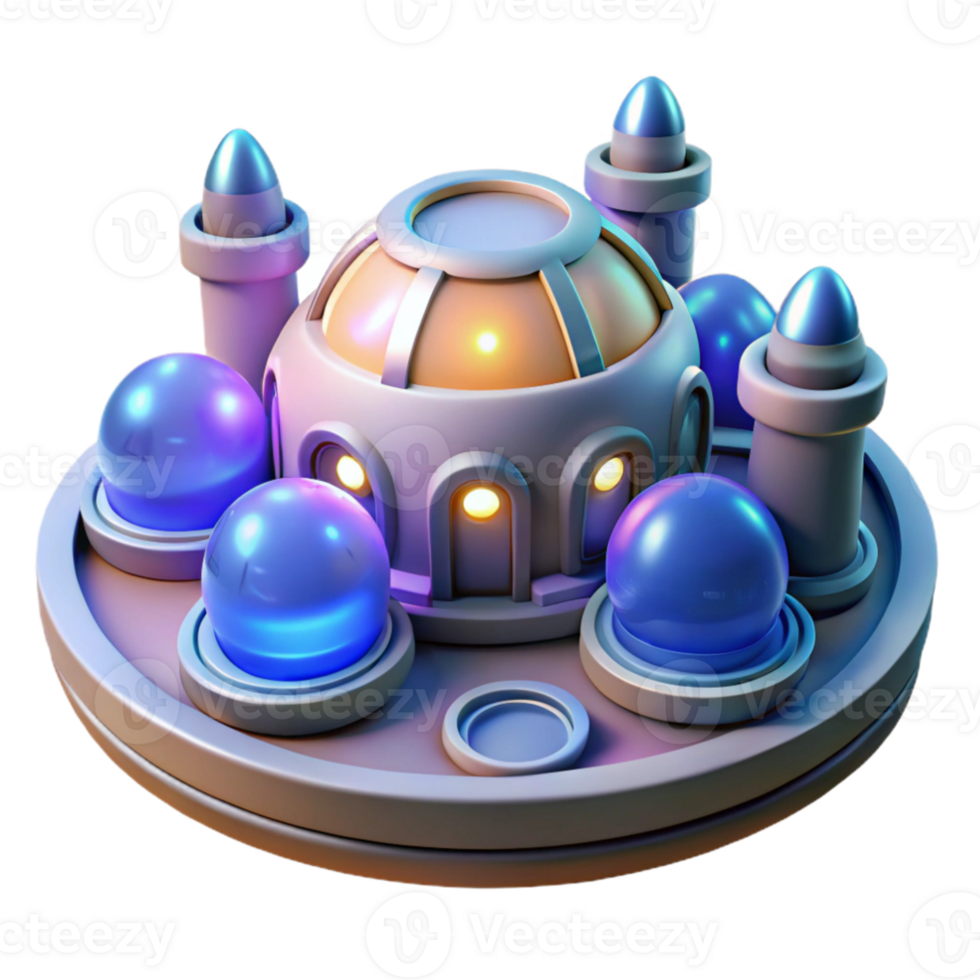 serene minimalist 3D Render Fantasy Dome Building Illustration high quality png