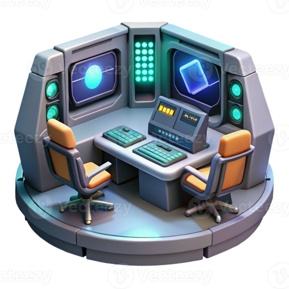 impressive artistic Futuristic Control Room 3D Illustration professional png