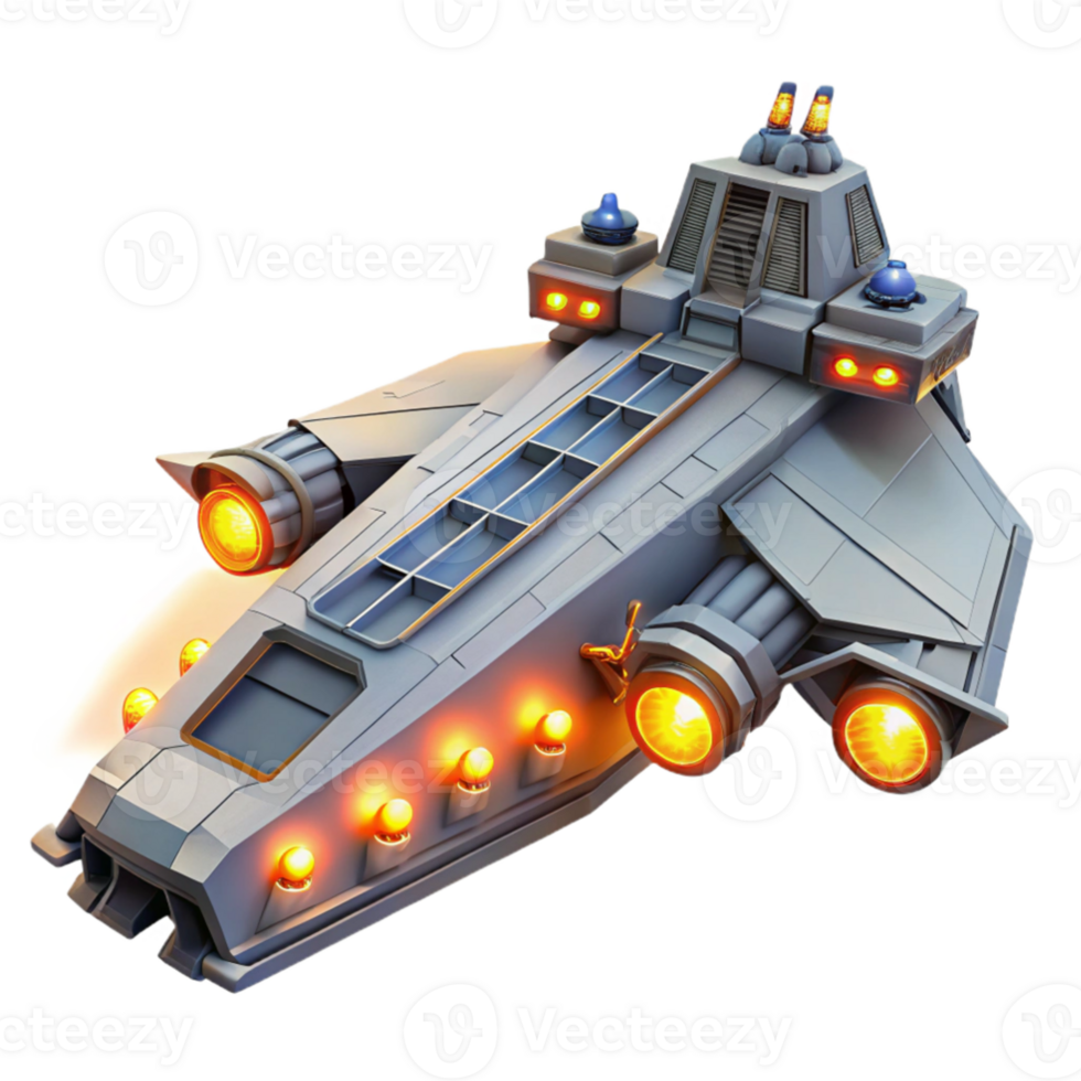 dramatic contemporary Futuristic Spaceship 3D Render authentic png