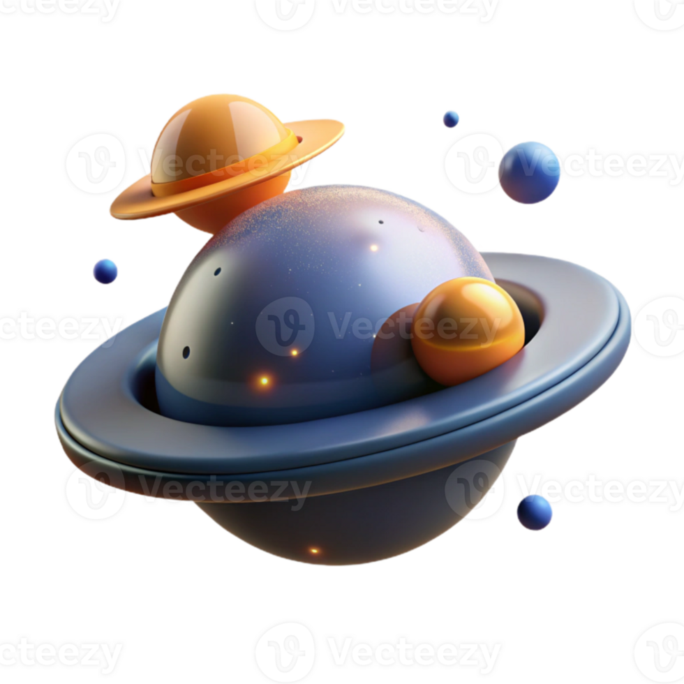 wonderful classic 3D Render Abstract Planetary System premium png