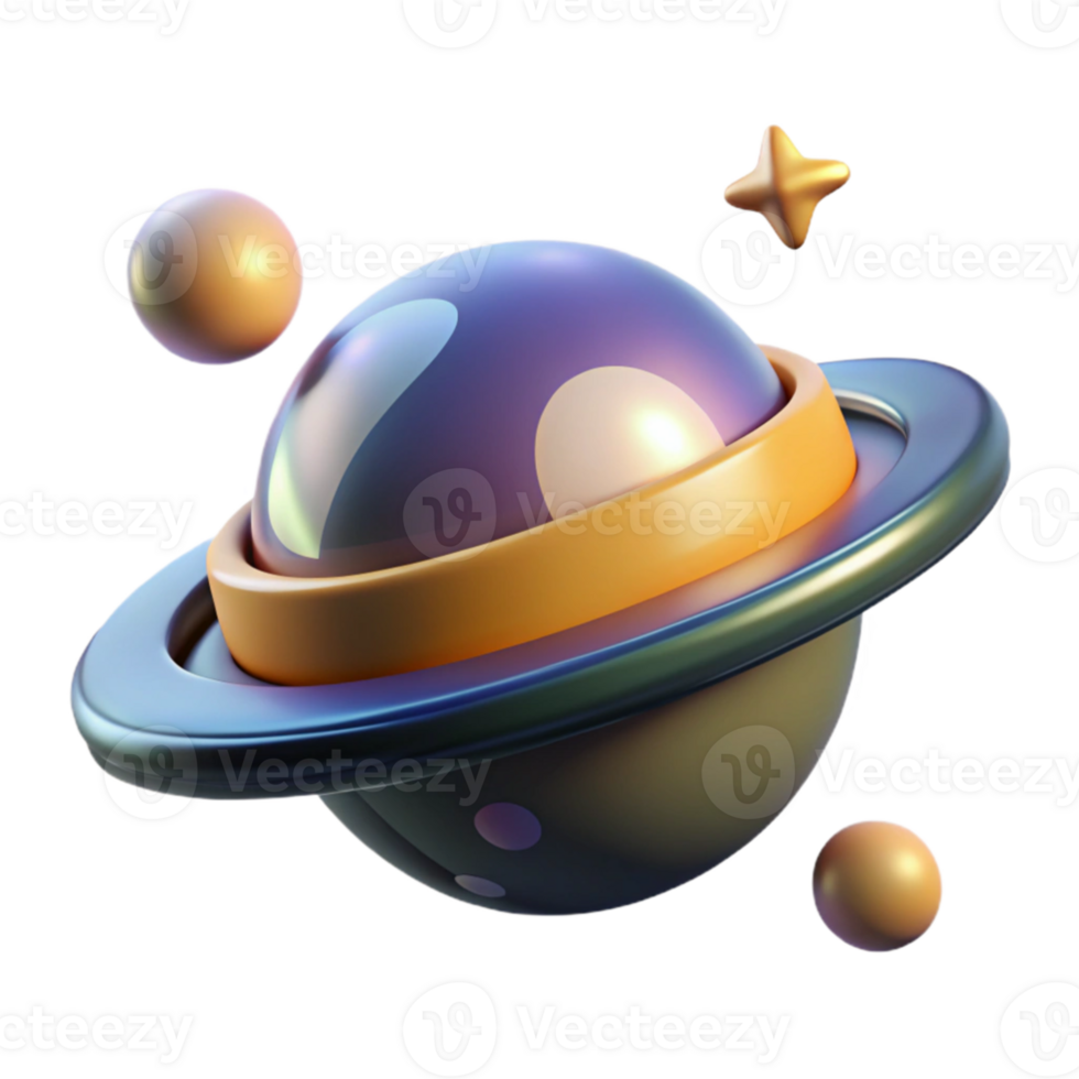 serene traditional 3D Render of a Colorful Cartoon Planet premium png