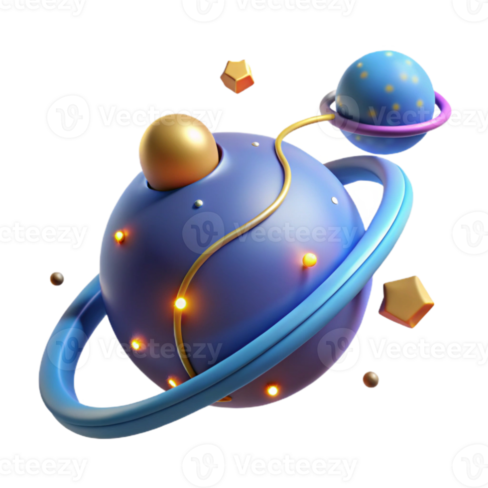 extraordinary modern 3D Render Colorful Planet Illustration original png