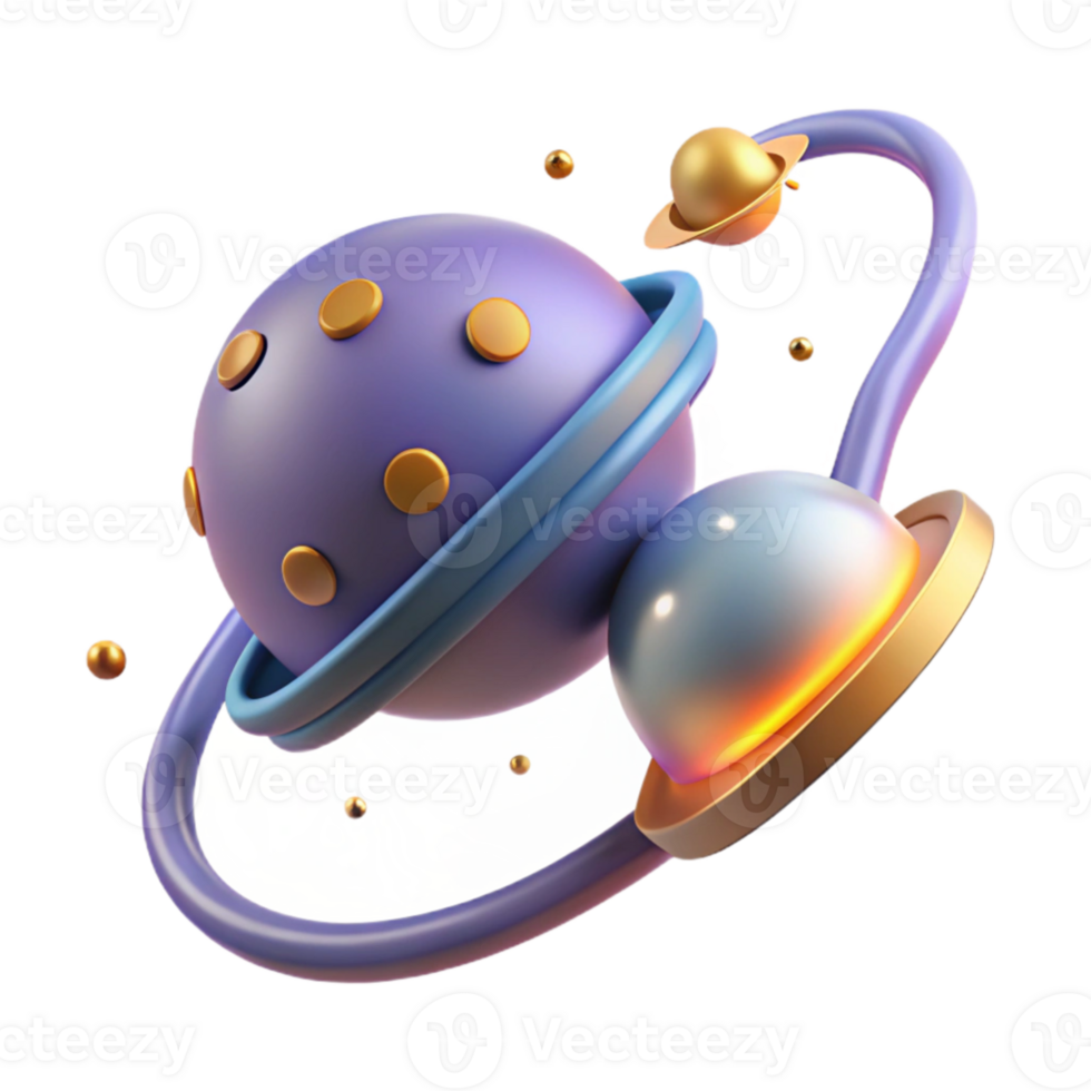 beautiful contemporary 3D Render Abstract Space Planets original png