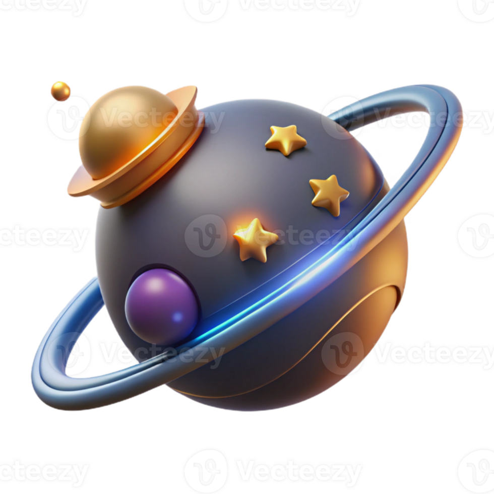 elegant minimalist 3D Render of Cartoon Planet exclusive png