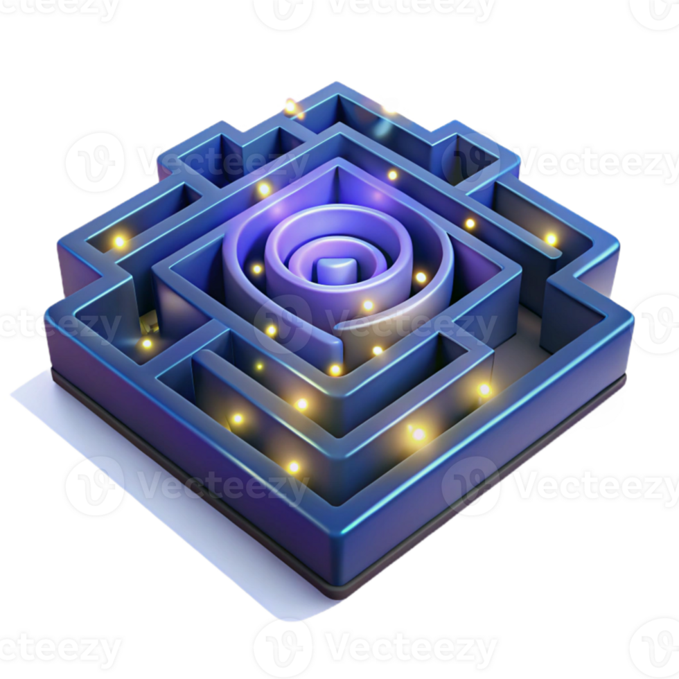 magnificent traditional 3D Maze Illustration, Glowing Puzzle original png