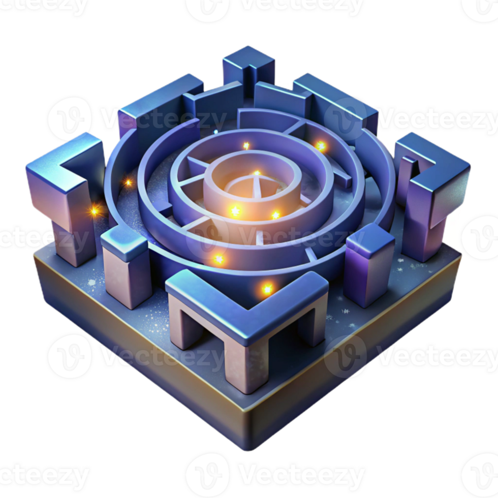 elegant rustic 3D Sparkling Maze Illustration genuine png