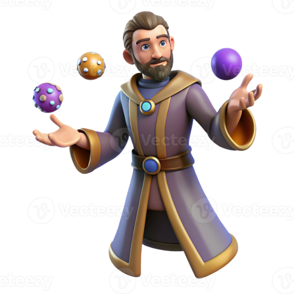 wonderful modern 3D Illustration Juggling Wizard exclusive png
