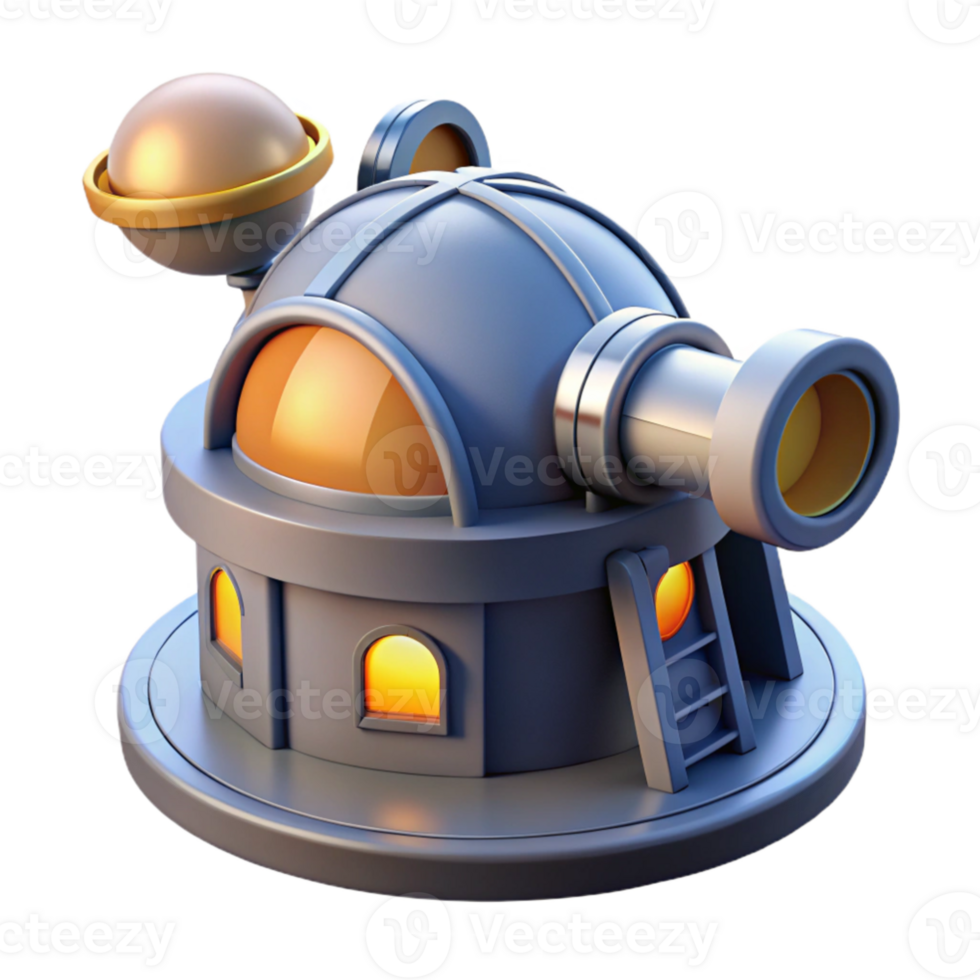 impressive artistic 3D Render Cartoon Observatory premium png