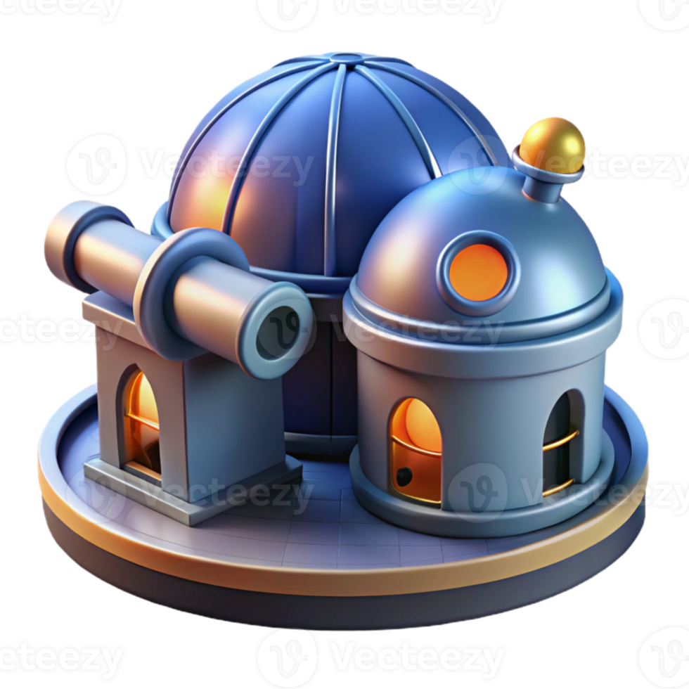 impressive minimalist 3D Render Observatory Illustration original png