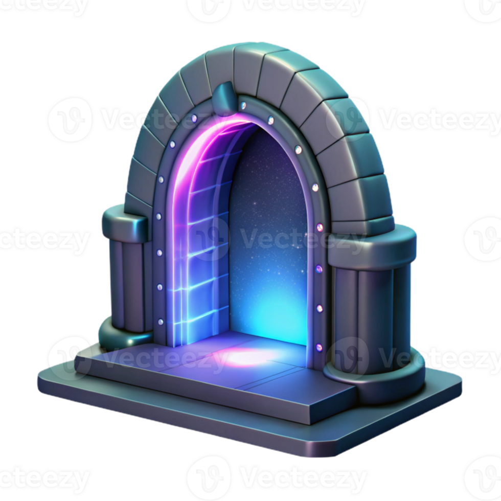 impressive minimalist 3D Neon Archway to Space Illustration genuine png
