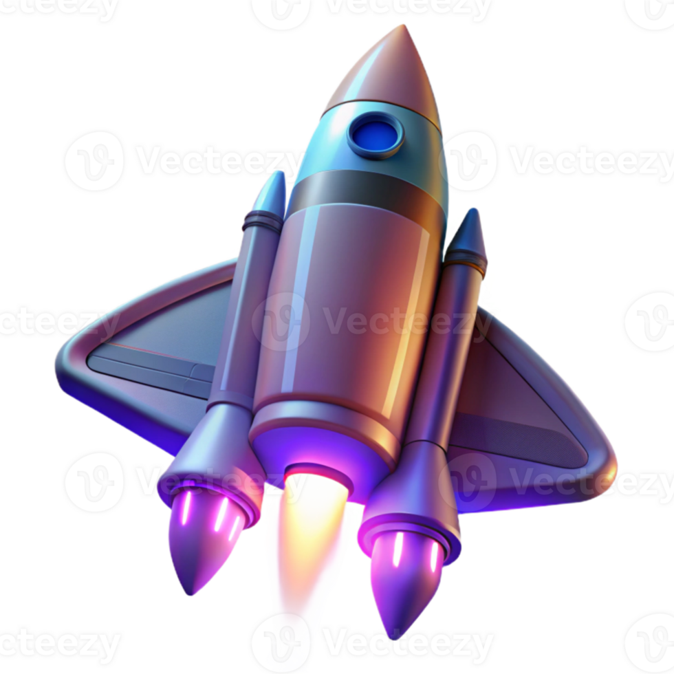 extraordinary modern Stylized 3D Rocket Illustration detailed png