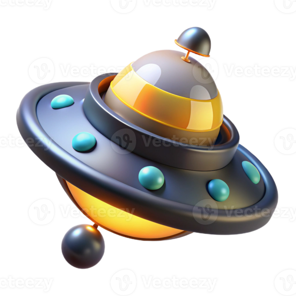 serene artistic 3D Cartoon UFO Spaceship Illustration exclusive png