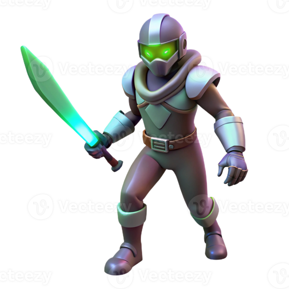 serene modern 3D Render Futuristic Knight high resolution png