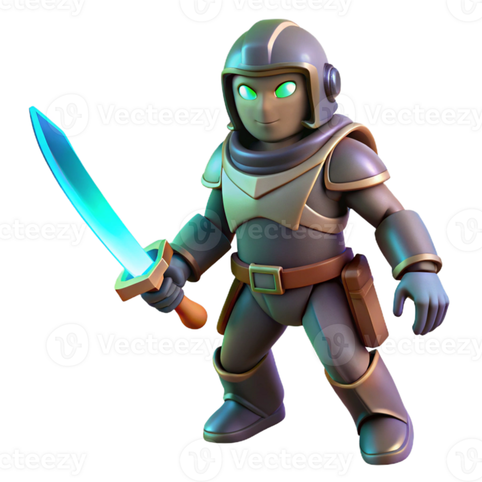 extraordinary classic Stylized 3D Knight Render detailed png