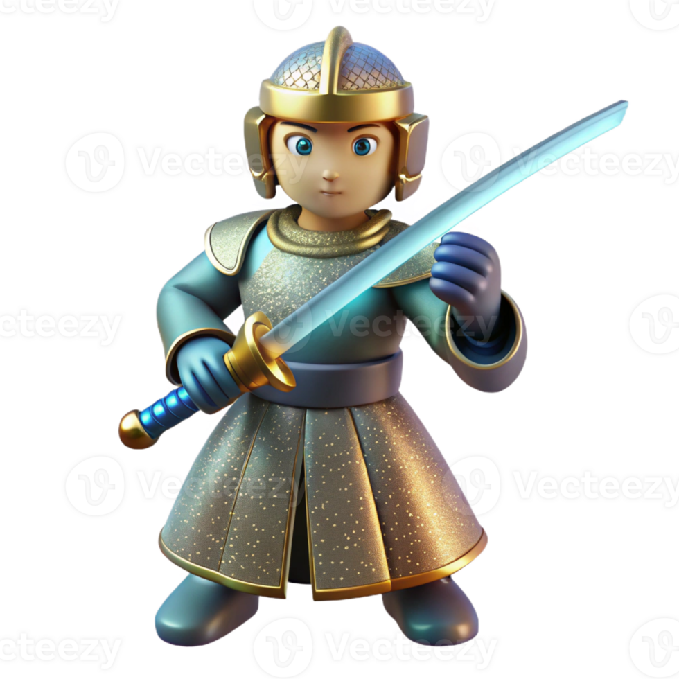 extraordinary abstract 3D Cartoon Knight with Sword authentic png