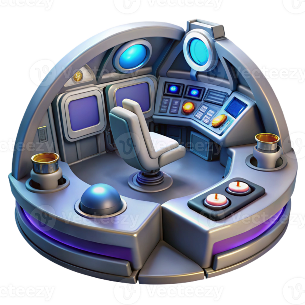 extraordinary creative Futuristic Spaceship Control Room 3D Render authentic png