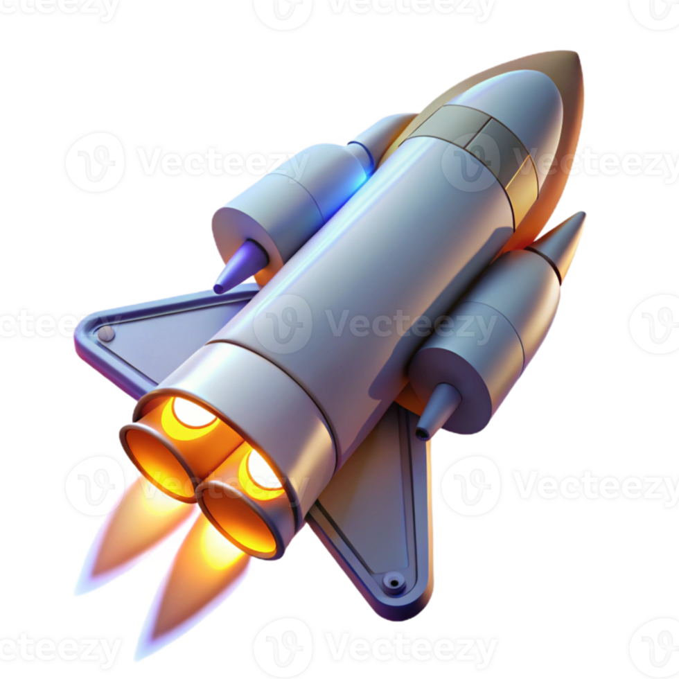 wonderful creative 3D Render of a Cartoon Rocket Launching high resolution png