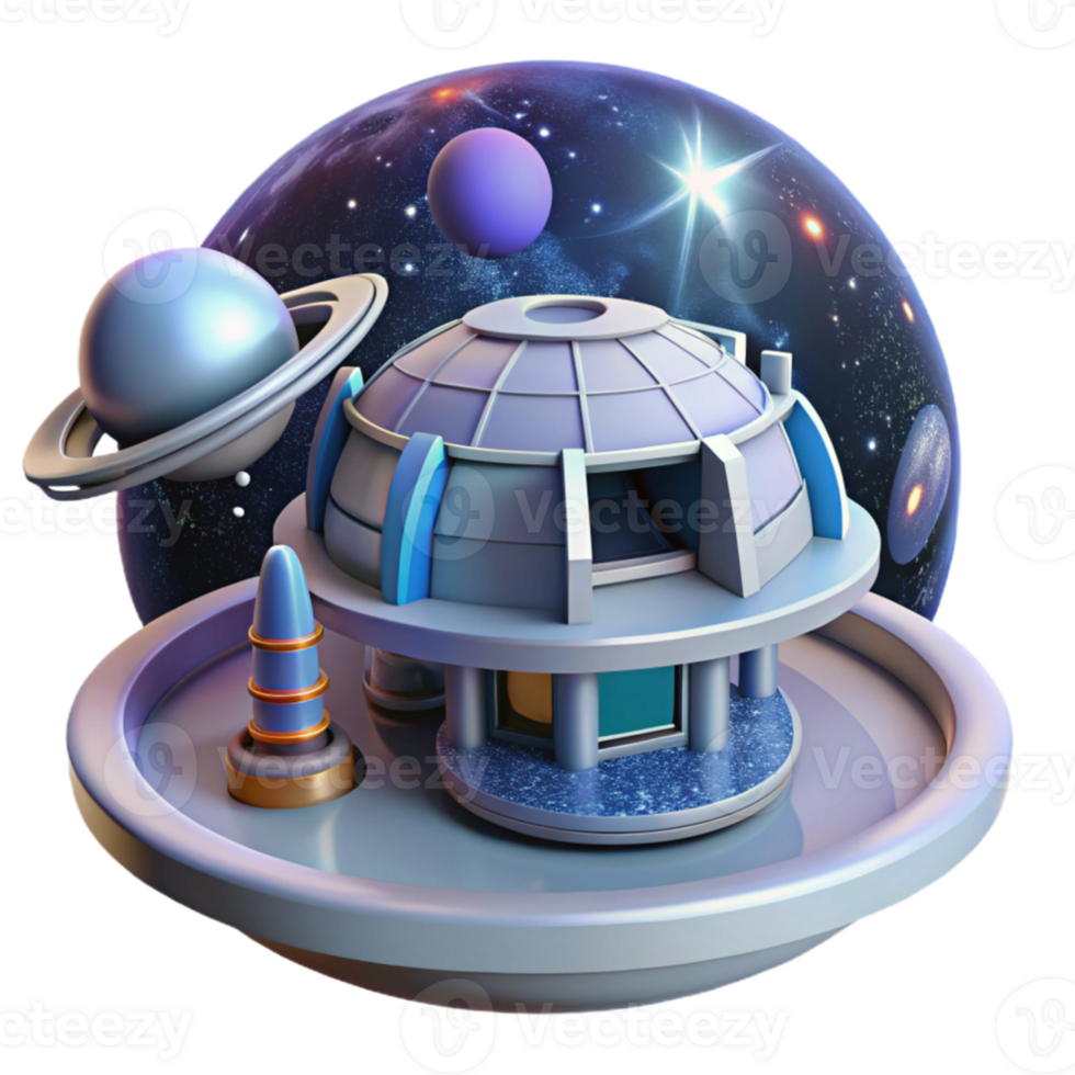 impressive minimalist 3D Observatory Illustration Celestial Dome exclusive png