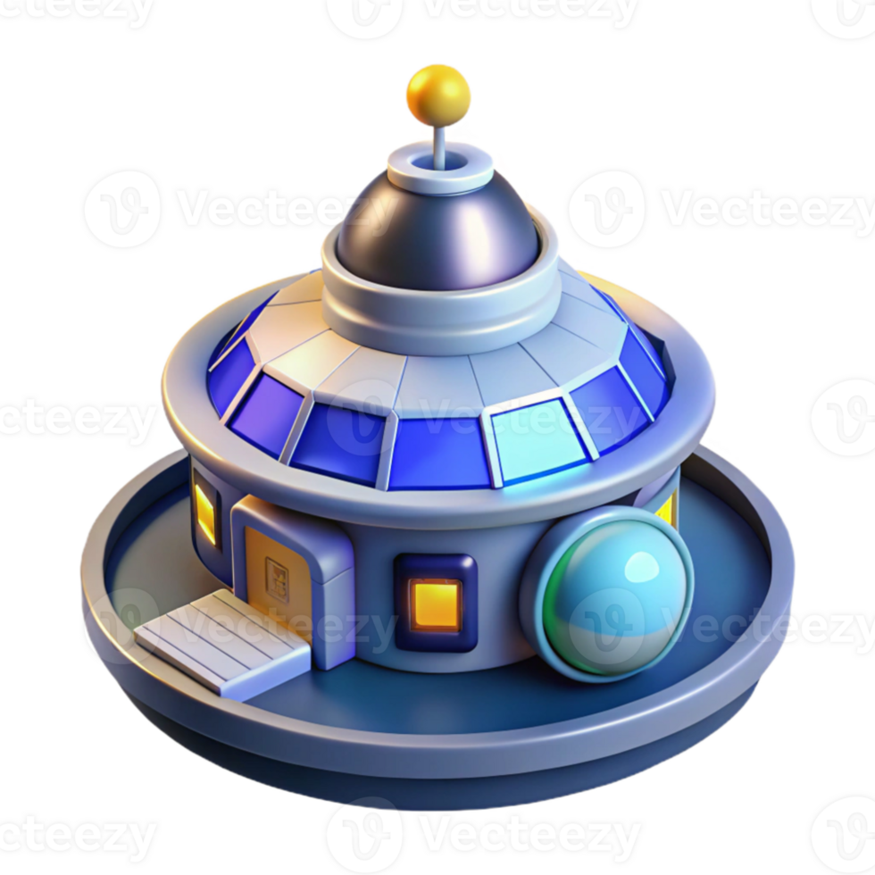 extraordinary modern 3D Cartoon Spaceship Building Illustration exclusive png