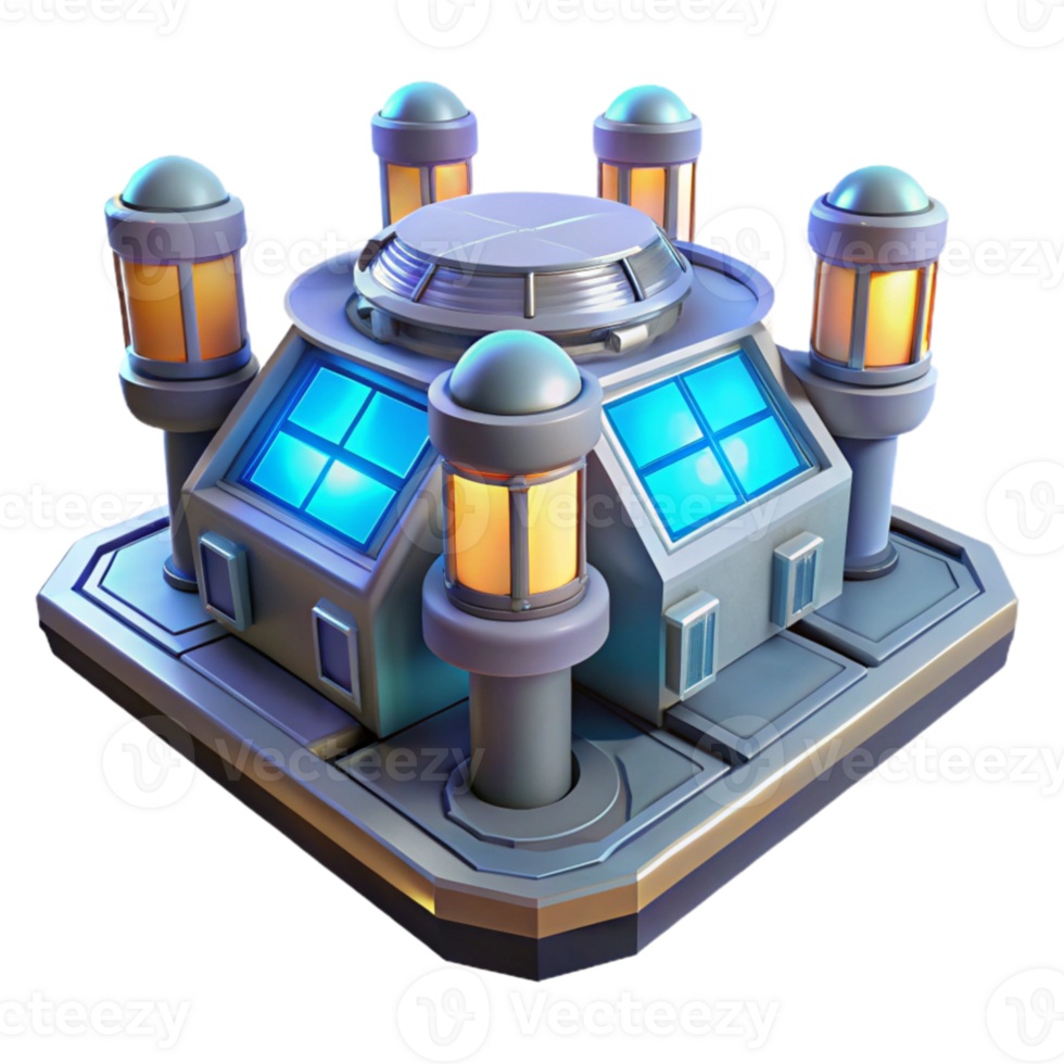 extraordinary contemporary Futuristic 3D Building Illustration genuine png