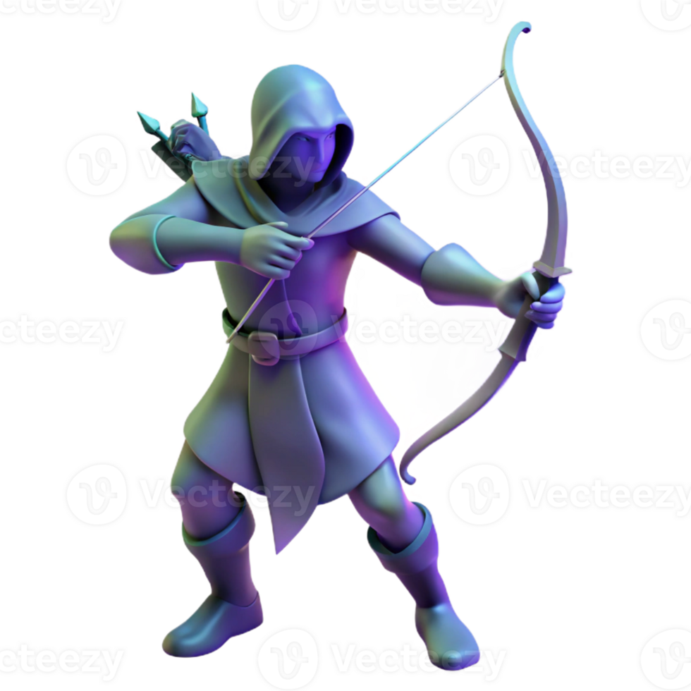 impressive vintage 3D Archer Illustration Fantasy Game high resolution png