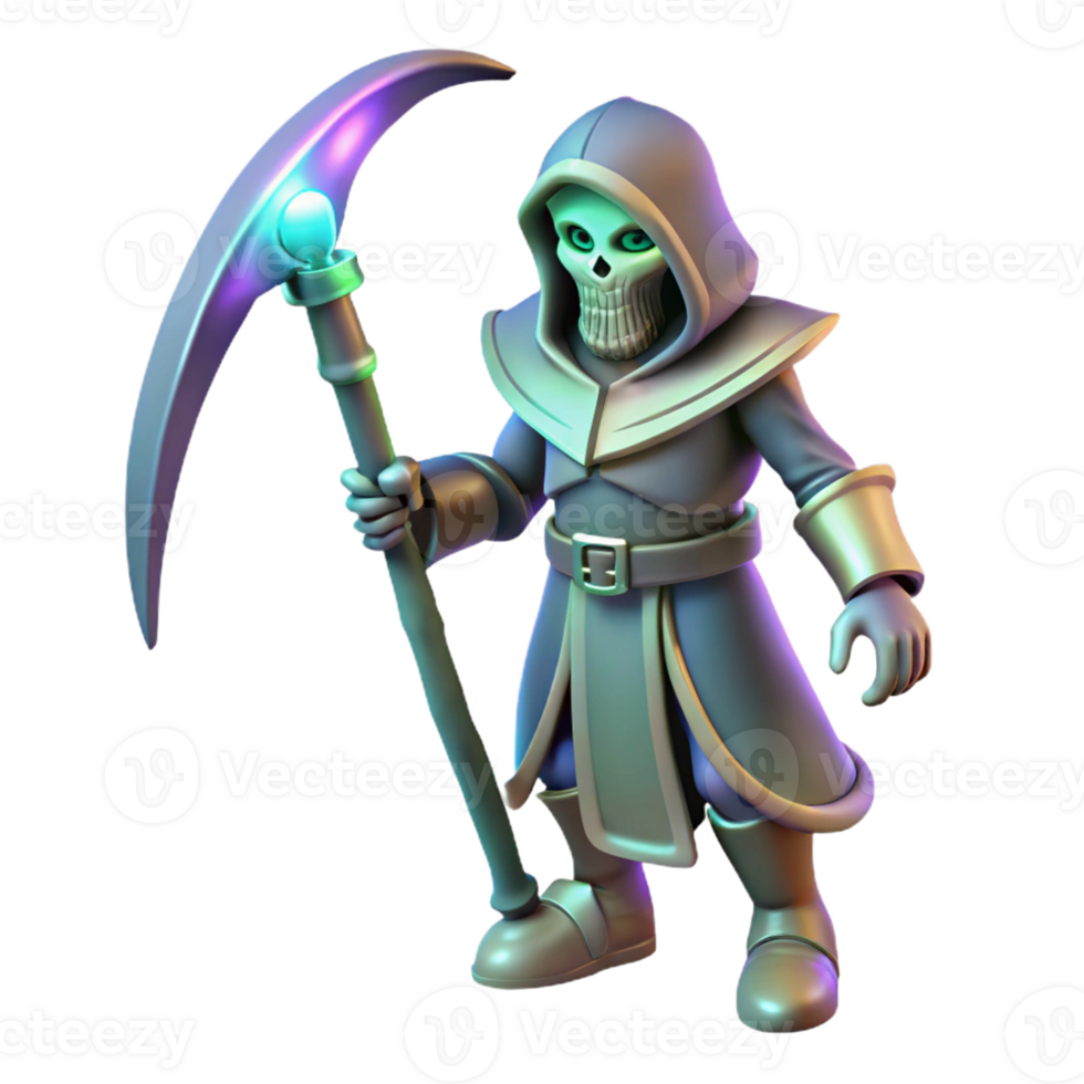 wonderful minimalist Grim Reaper 3D Illustration high resolution png