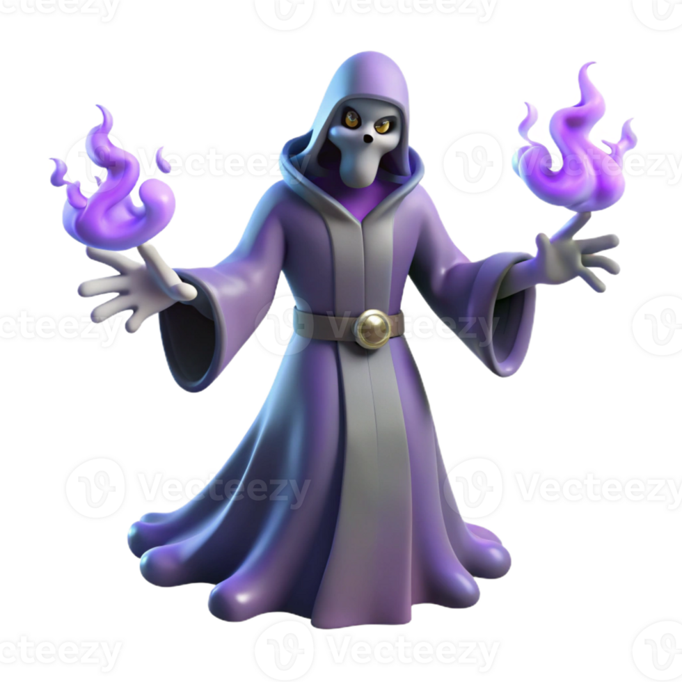 serene abstract 3D Render Purple Robed Sorcerer exclusive png
