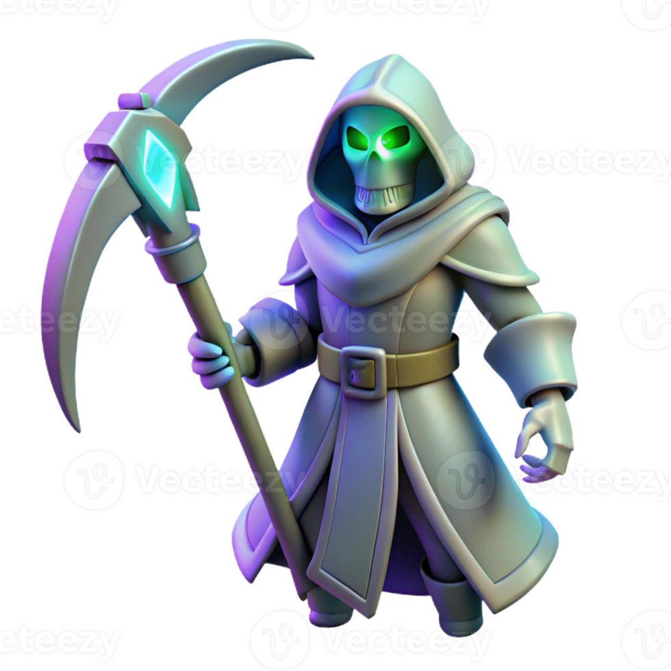 vibrant creative Grim Reaper 3D Render authentic png