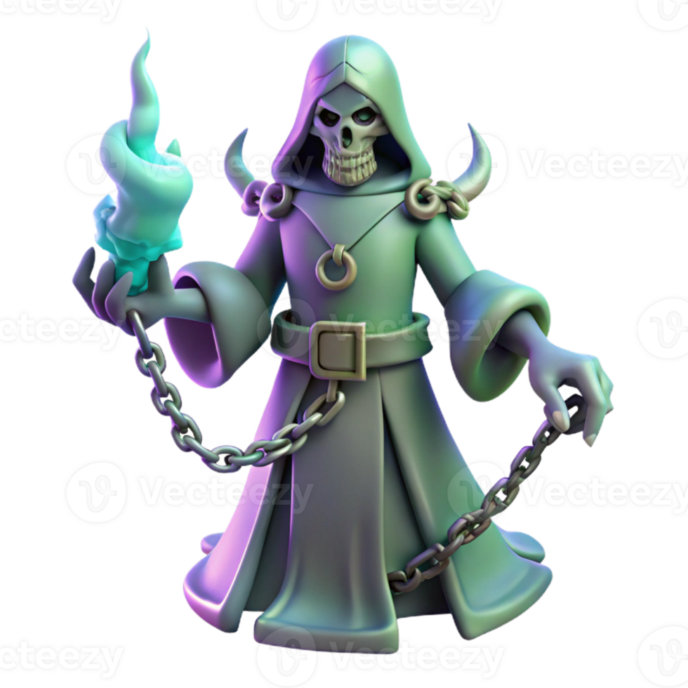 vibrant creative 3D Grim Reaper Illustration exclusive png