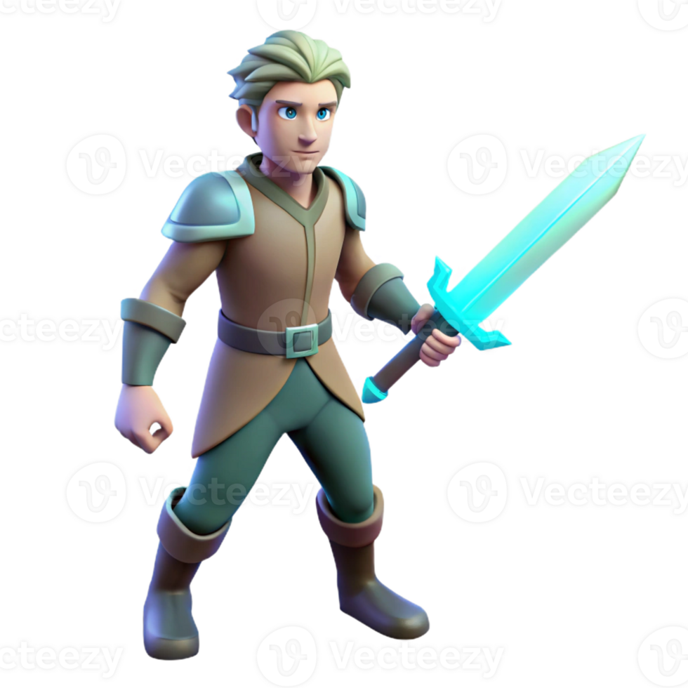stunning rustic 3D Render Young Knight Fantasy Illustration 4K png