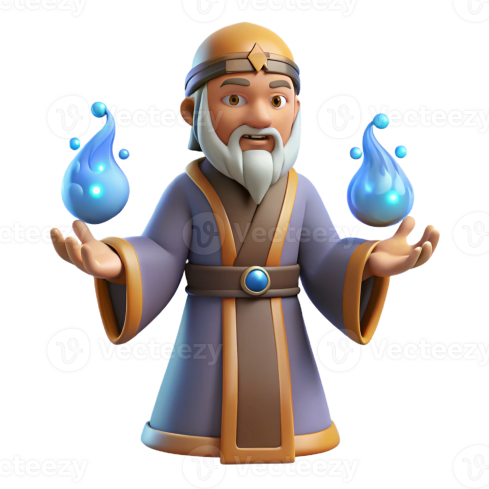 wonderful artistic Wise Wizard 3D Render high quality png