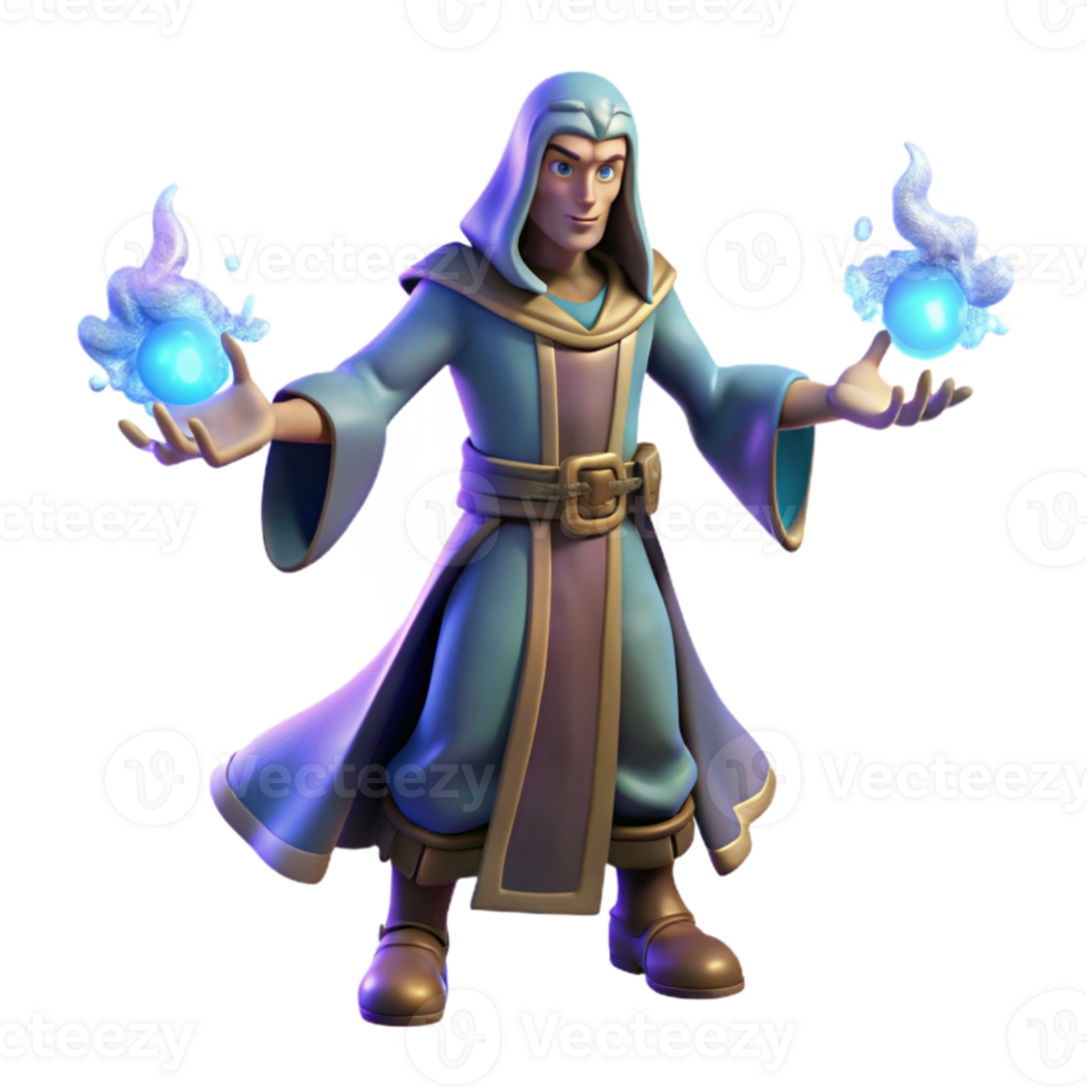wonderful modern Fantasy Wizard 3D Render premium png