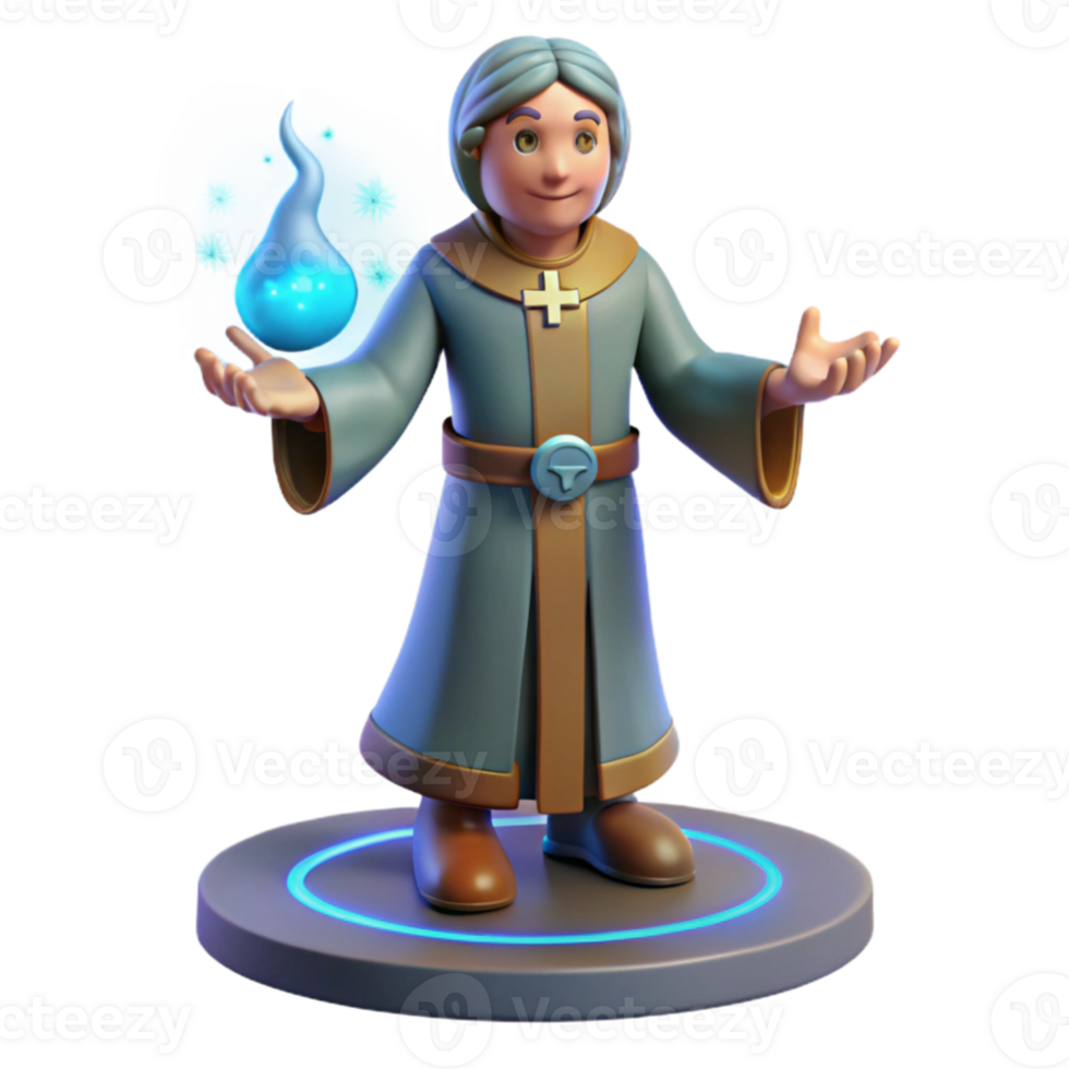 impressive abstract 3D Render Cartoon Wizard with Magic genuine png