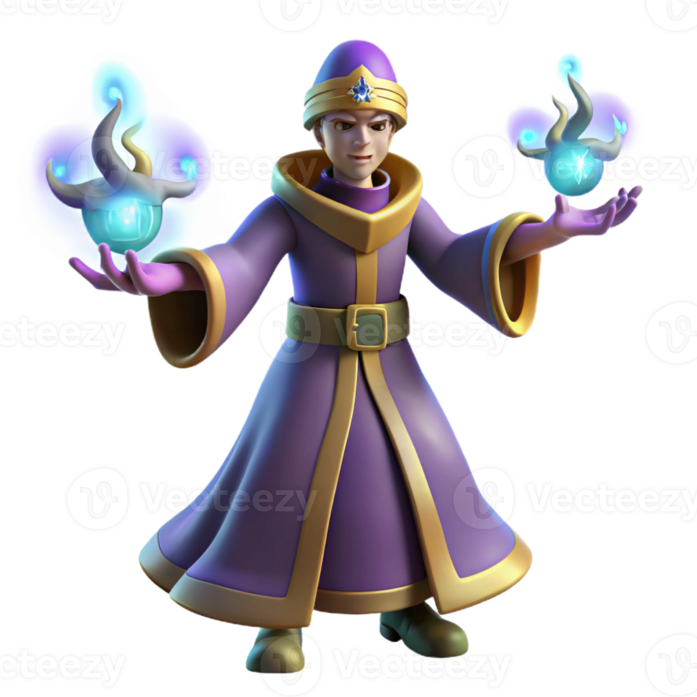 magnificent traditional Wizard 3D Render Fantasy Magic professional png