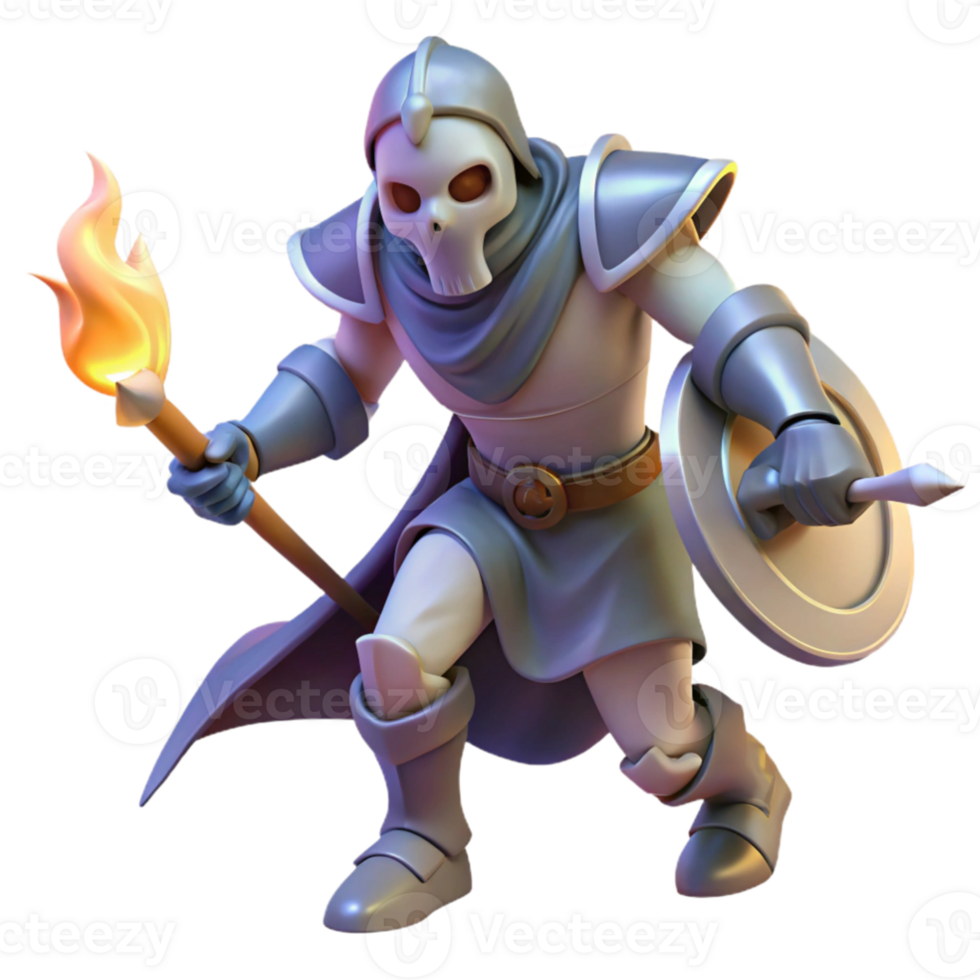 beautiful rustic 3D Render Skull Knight Fantasy Warrior high resolution png