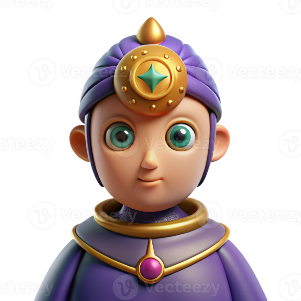 serene creative 3D Cartoon Wise Young Wizard Illustration exclusive png