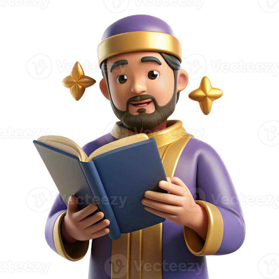 wonderful classic 3D Render Wise Man Reading Book genuine png