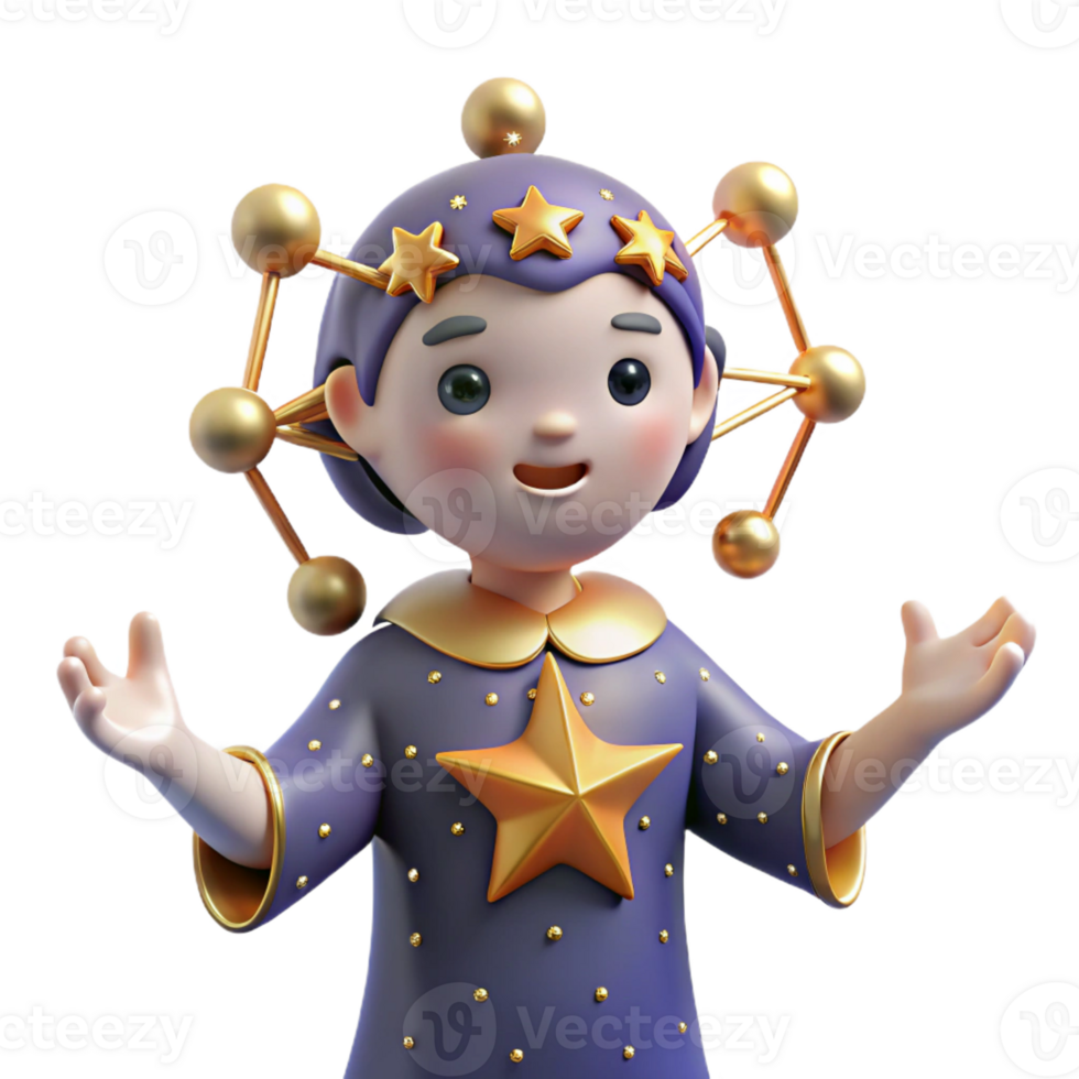 extraordinary creative 3D Render Starry Child Illustration detailed png