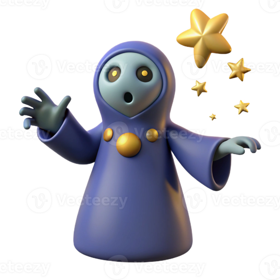 vibrant artistic 3D Render of Surprised Cartoon Character with Stars high resolution png
