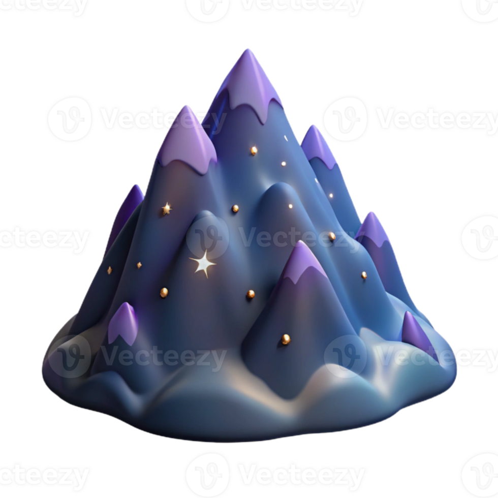 serene vintage Night Mountain 3D Render exclusive png