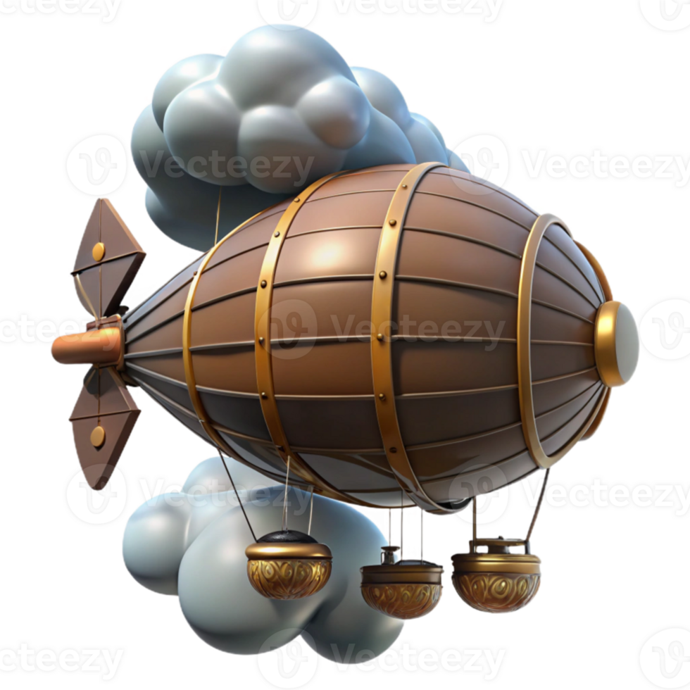 stunning artistic Cartoon Airship 3D Render high quality png