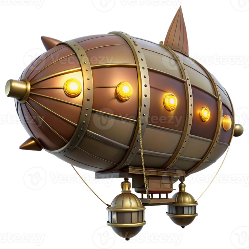 dramatic abstract Steampunk Airship 3D Render exclusive png