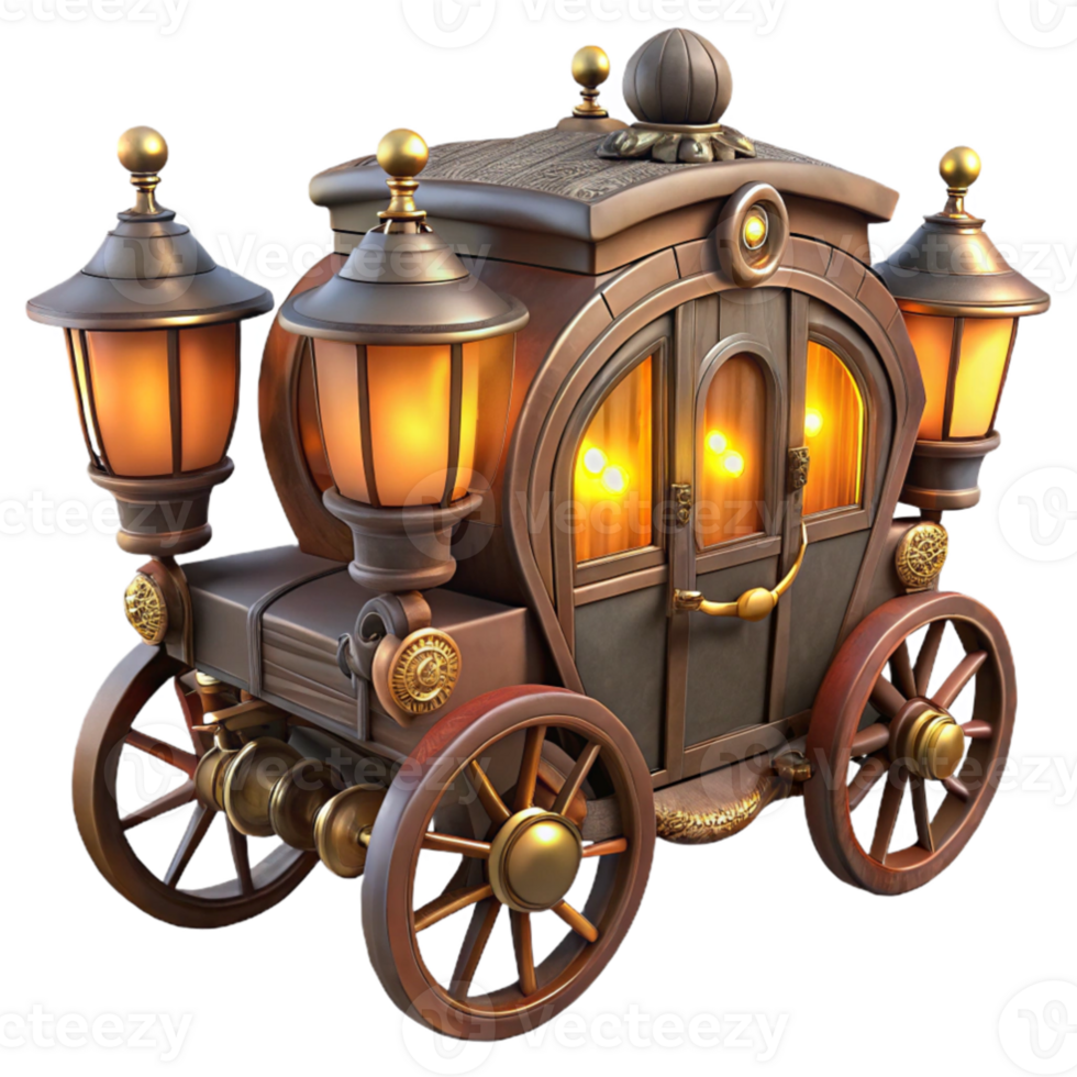 wonderful minimalist Enchanted Horse Drawn Carriage 3D Render high resolution png