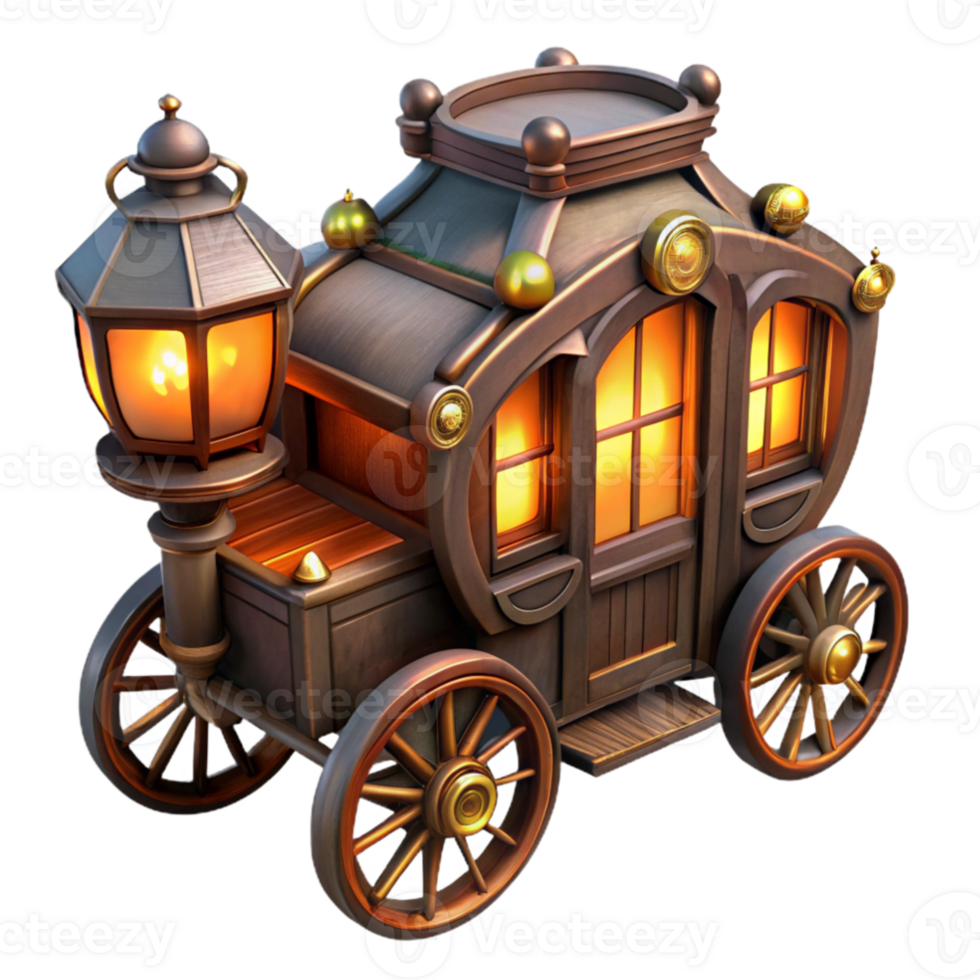 stunning modern Enchanted Horse Drawn Carriage 3D Render 4K png