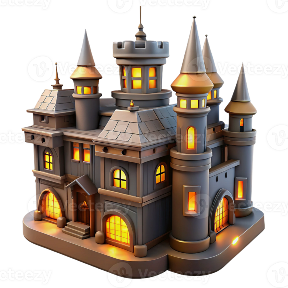 stunning artistic Enchanted Castle 3D Render detailed png