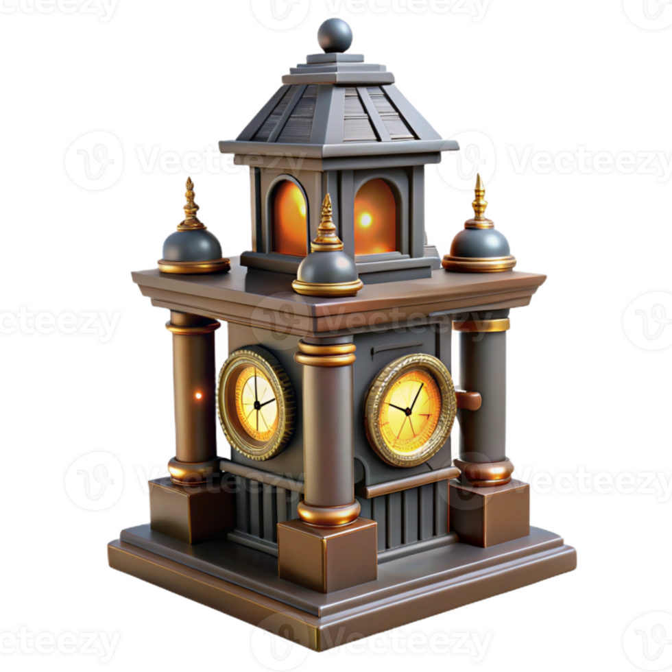 stunning creative 3D Model of an Ornate Clock Tower premium png