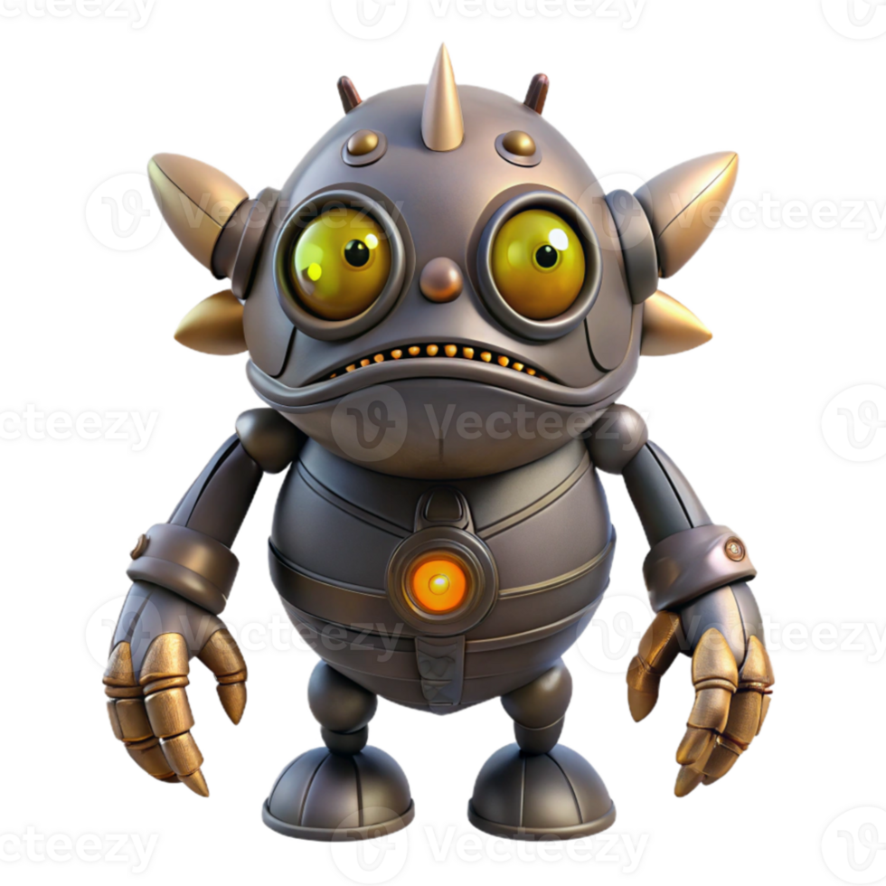 serene creative Cute 3D Robot Illustration Mechanical Creature Design high resolution png