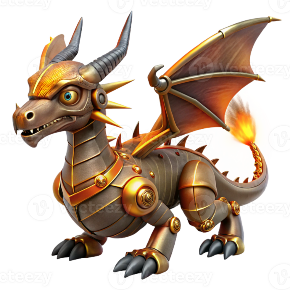 magnificent creative Mechanical Dragon 3D Render high quality png