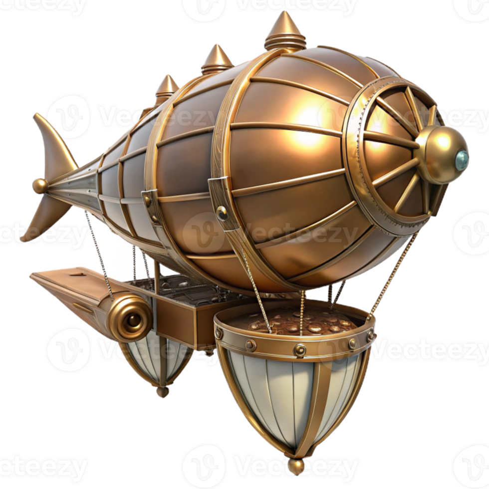 magnificent vintage Steampunk Airship 3D Render premium png